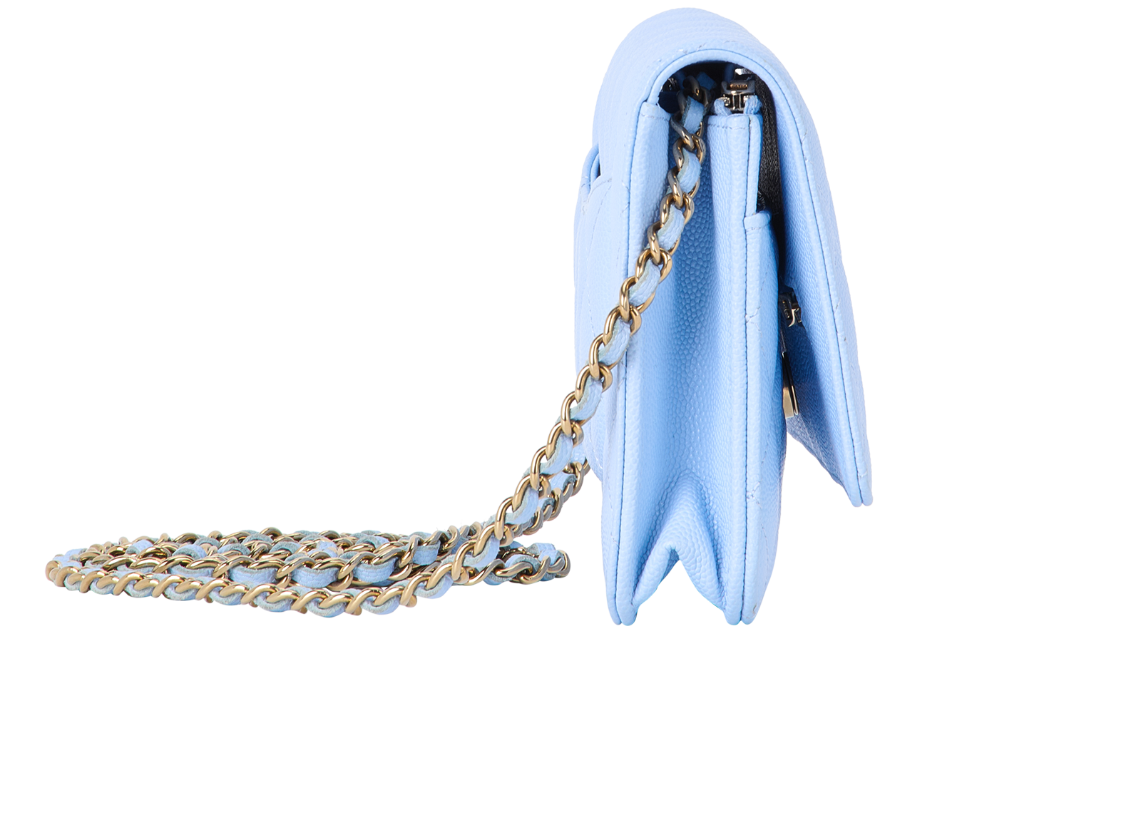 Wallet On Chain, &pound;1,800, Handbags, Blue, Caviar Leather, Side view